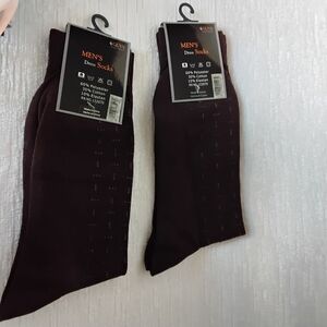 2 Pairs Men's Dress Socks - Dark Brown With Pattern, Size 10-13